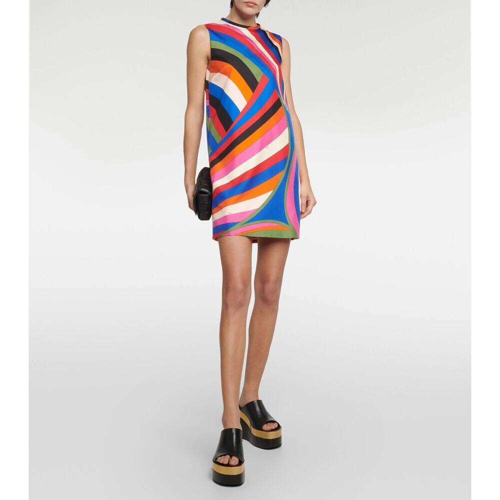 Pucci Sleeveless Silk Twill Minidress Iride Print